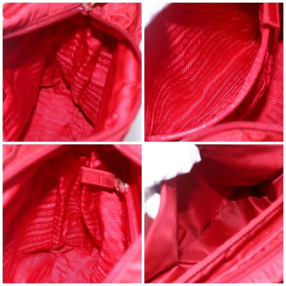 PRADA Tote Bag Nylon Red Silver Auth ti3470 - Picture 16 of 16